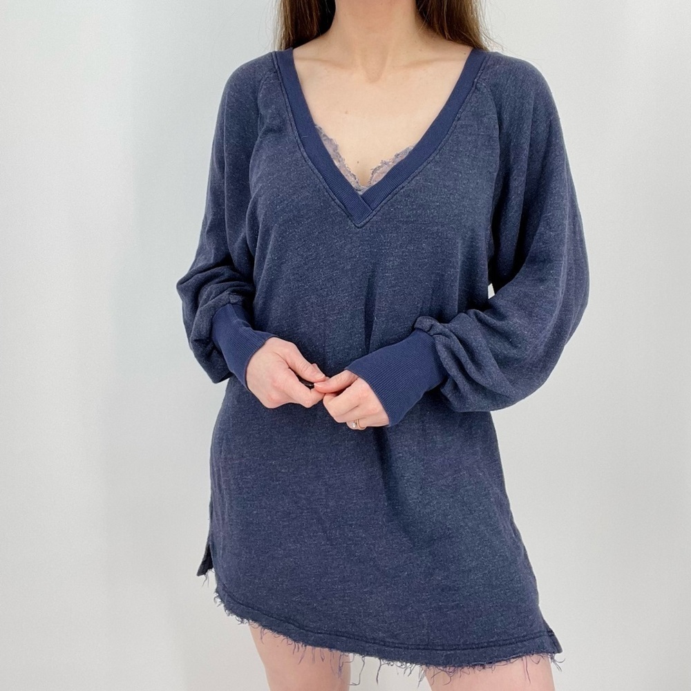 Free People Long Sleeve Dress in Navy Blue